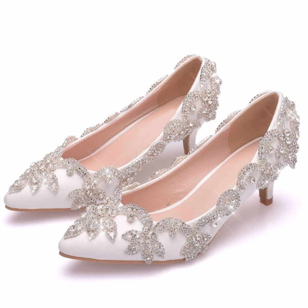 NEW Sparkling Bling Swarovski Crystal Rhinestone Pumps White Wedding Sho…